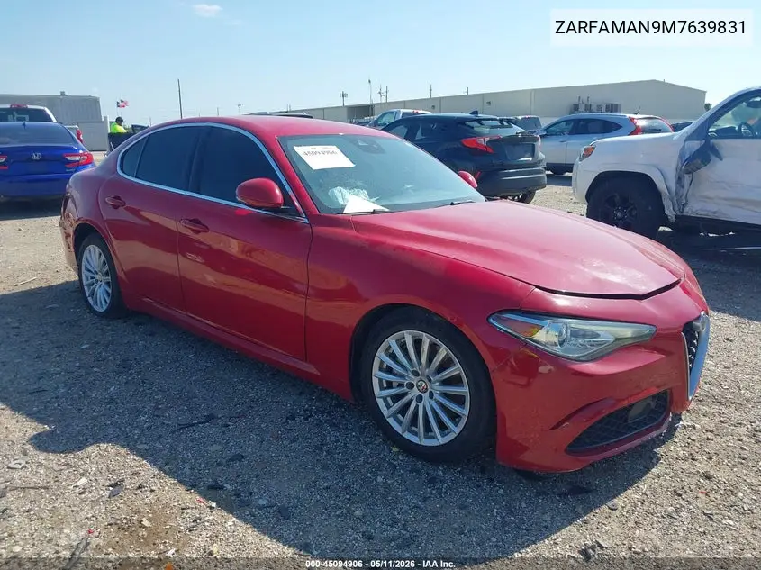 2021 Alfa Romeo Giulia Rwd VIN: ZARFAMAN9M7639831 Lot: 45094906