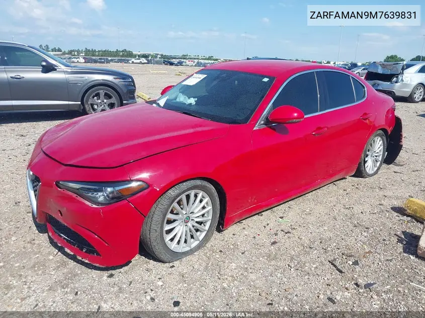 2021 Alfa Romeo Giulia Rwd VIN: ZARFAMAN9M7639831 Lot: 45094906