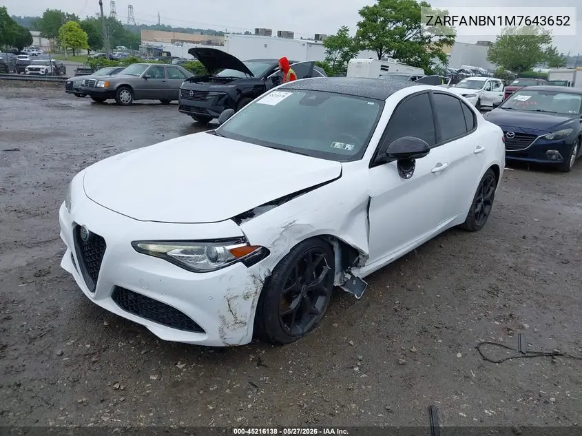 2021 Alfa Romeo Giulia Ti Awd VIN: ZARFANBN1M7643652 Lot: 45216138