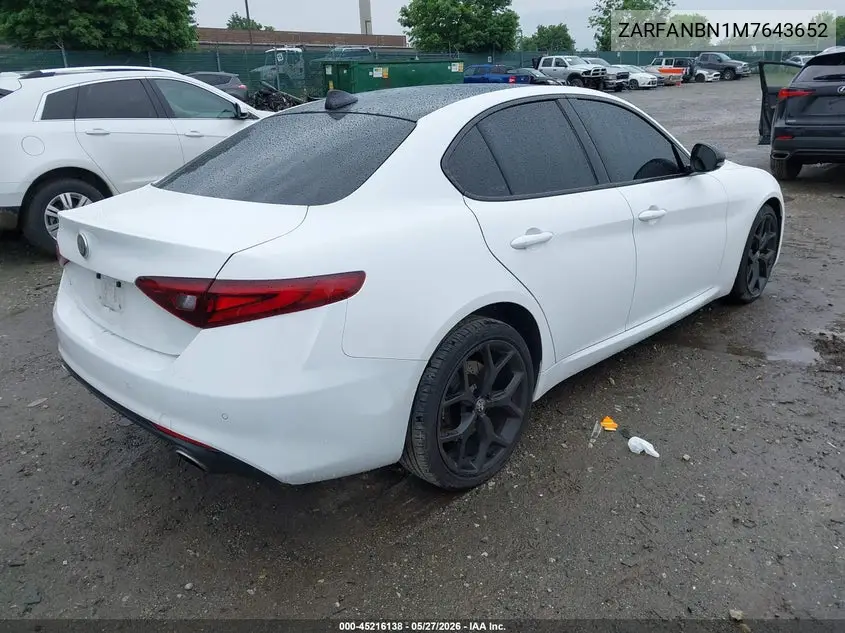 2021 Alfa Romeo Giulia Ti Awd VIN: ZARFANBN1M7643652 Lot: 45216138