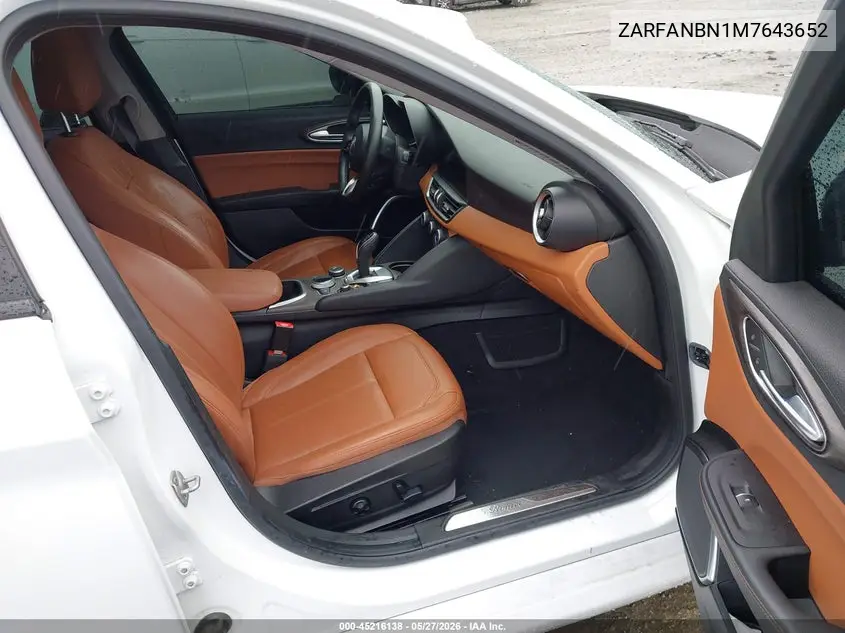 2021 Alfa Romeo Giulia Ti Awd VIN: ZARFANBN1M7643652 Lot: 45216138