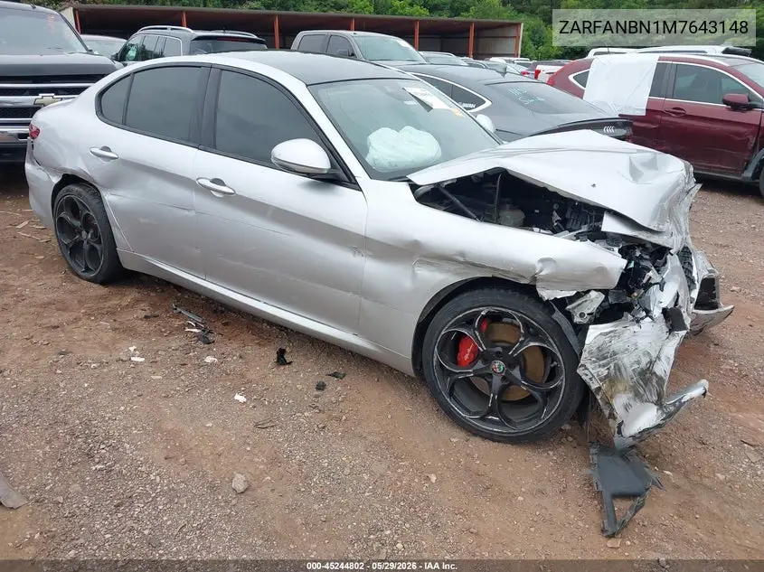 2021 Alfa Romeo Giulia Ti Sport Awd VIN: ZARFANBN1M7643148 Lot: 45244802
