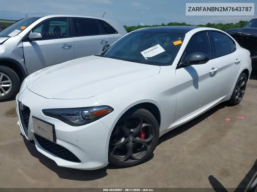 2021 Alfa Romeo Giulia Ti Sport Awd VIN: ZARFANBN2M7643787 Lot: 45328507