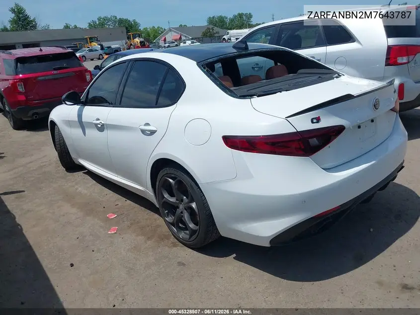 2021 Alfa Romeo Giulia Ti Sport Awd VIN: ZARFANBN2M7643787 Lot: 45328507