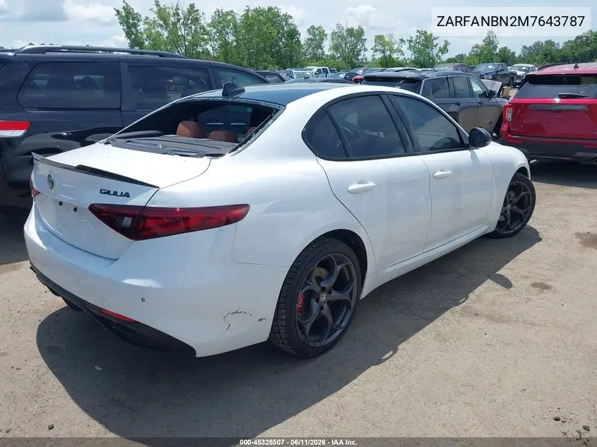 2021 Alfa Romeo Giulia Ti Sport Awd VIN: ZARFANBN2M7643787 Lot: 45328507