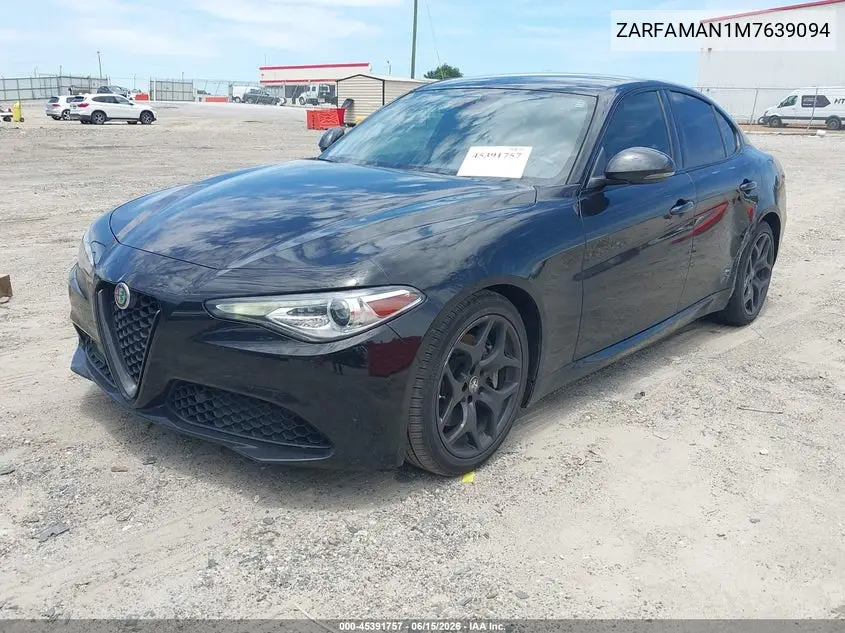 2021 Alfa Romeo Giulia Rwd VIN: ZARFAMAN1M7639094 Lot: 45391757