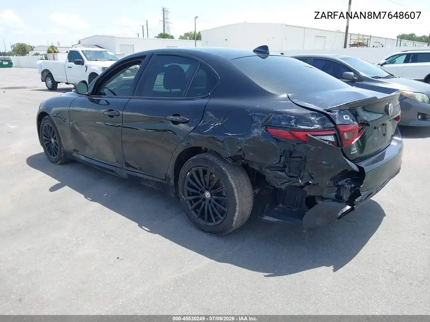 2021 Alfa Romeo Giulia Awd VIN: ZARFANAN8M7648607 Lot: 45530249