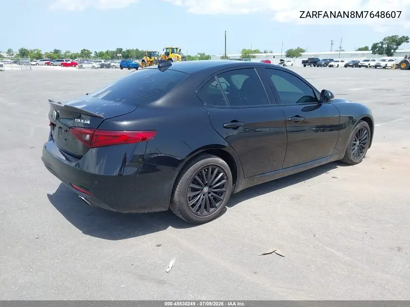 2021 Alfa Romeo Giulia Awd VIN: ZARFANAN8M7648607 Lot: 45530249
