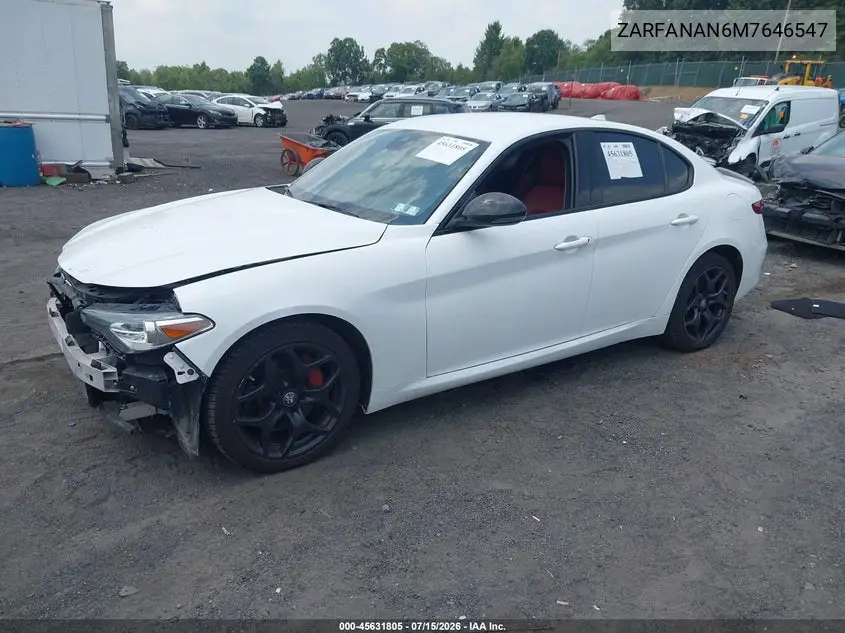 2021 Alfa Romeo Giulia Awd VIN: ZARFANAN6M7646547 Lot: 45631805