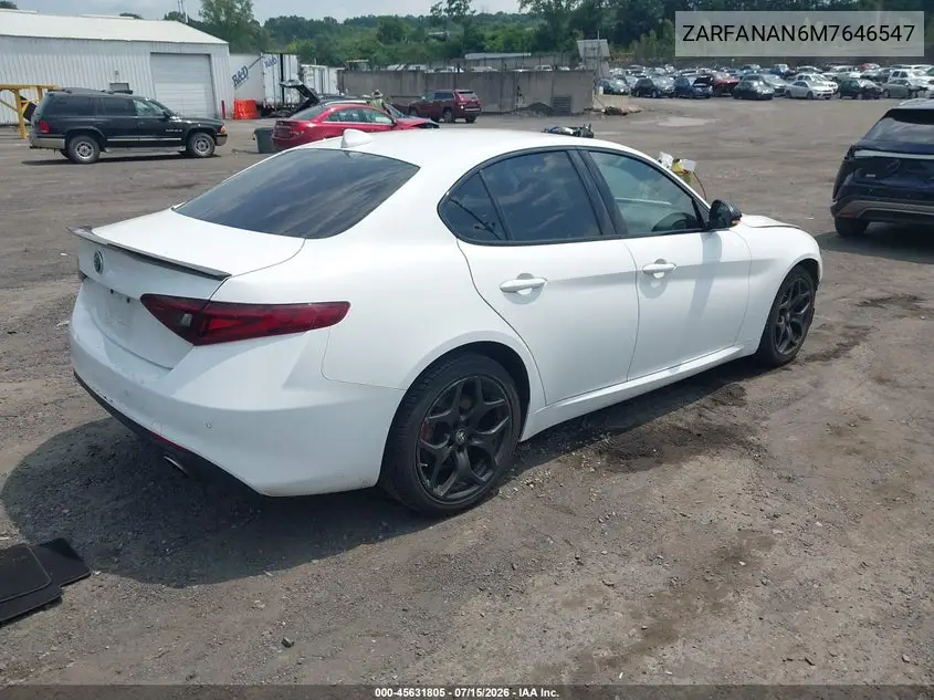 2021 Alfa Romeo Giulia Awd VIN: ZARFANAN6M7646547 Lot: 45631805