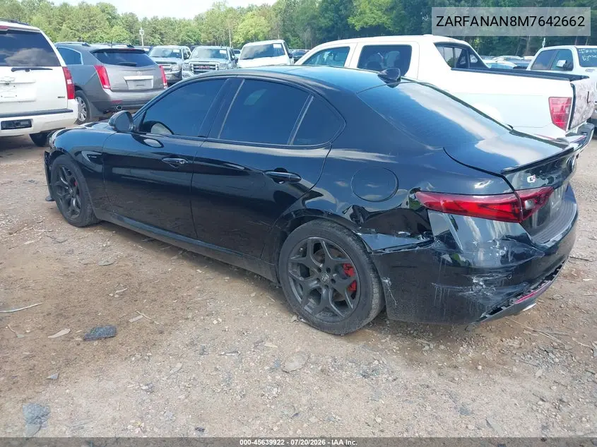 2021 Alfa Romeo Giulia Awd VIN: ZARFANAN8M7642662 Lot: 45639922