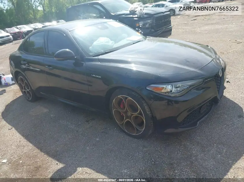 2022 Alfa Romeo Giulia Veloce Awd VIN: ZARFANBN0N7665322 Lot: 45247247