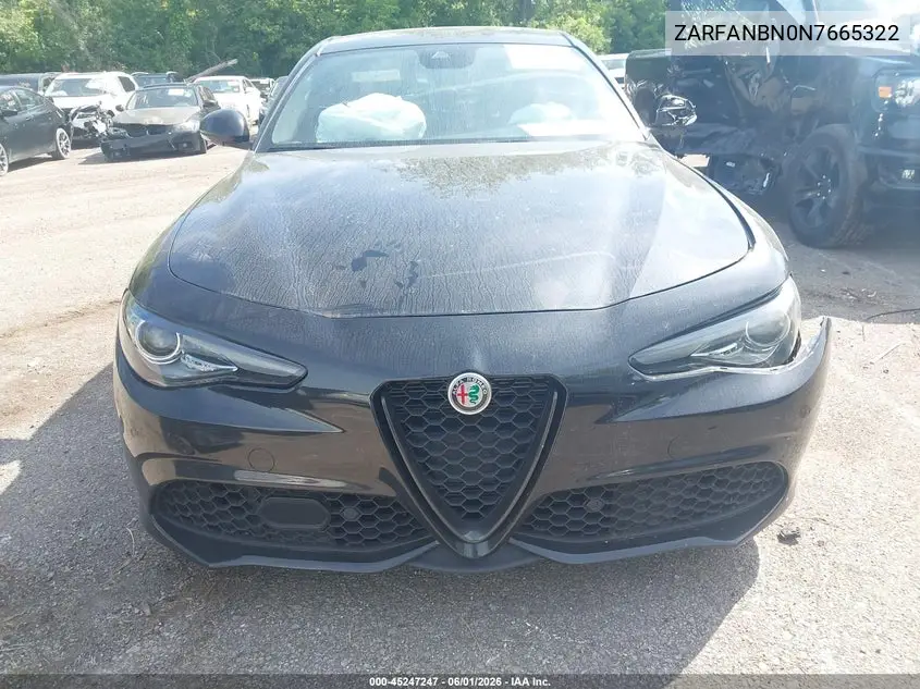 2022 Alfa Romeo Giulia Veloce Awd VIN: ZARFANBN0N7665322 Lot: 45247247