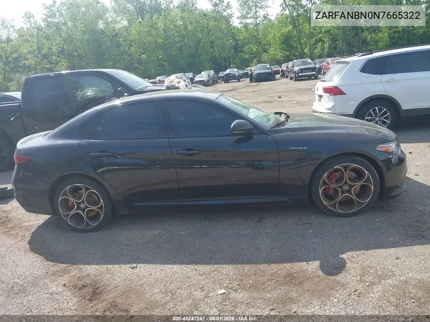 2022 Alfa Romeo Giulia Veloce Awd VIN: ZARFANBN0N7665322 Lot: 45247247