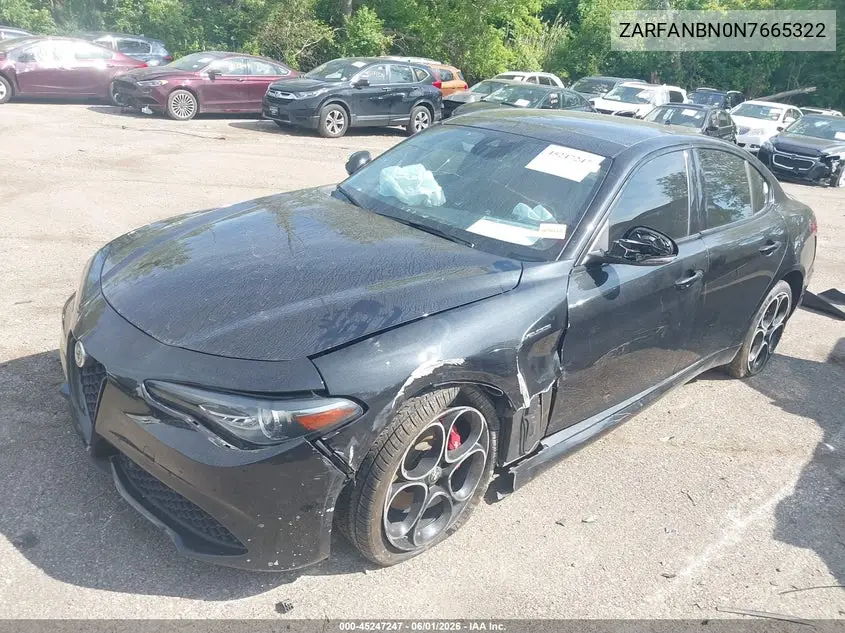 2022 Alfa Romeo Giulia Veloce Awd VIN: ZARFANBN0N7665322 Lot: 45247247
