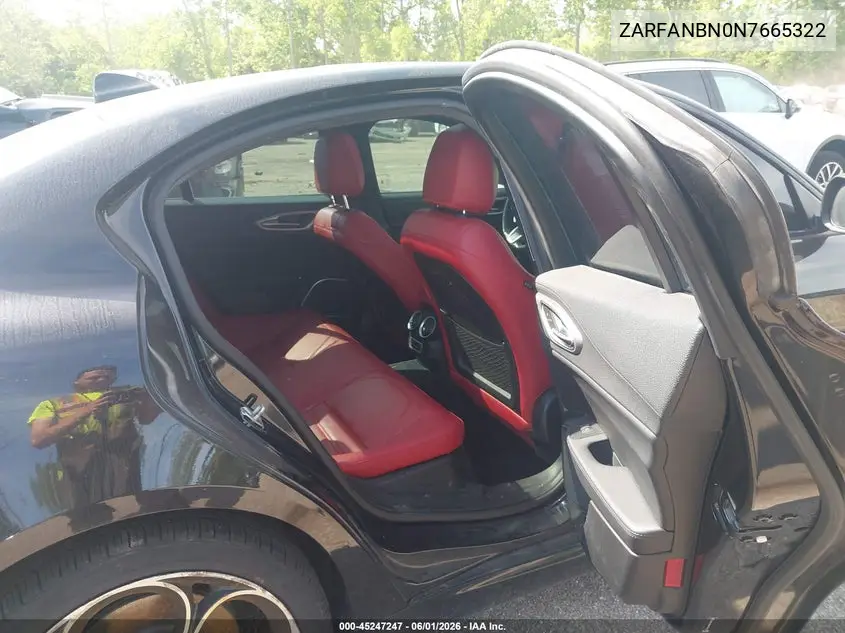 2022 Alfa Romeo Giulia Veloce Awd VIN: ZARFANBN0N7665322 Lot: 45247247