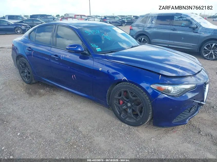 2022 Alfa Romeo Giulia Ti Rwd VIN: ZARFAMBN3N7662182 Lot: 45326979