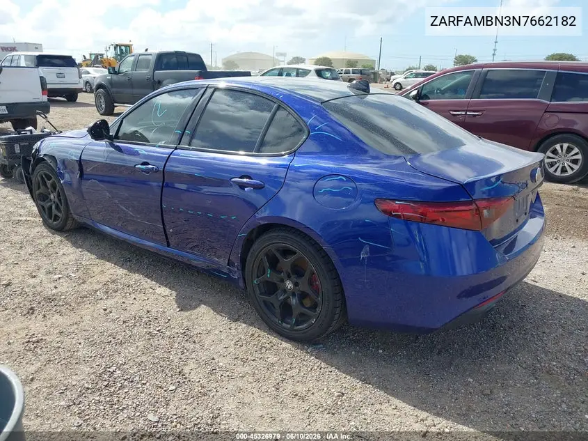2022 Alfa Romeo Giulia Ti Rwd VIN: ZARFAMBN3N7662182 Lot: 45326979