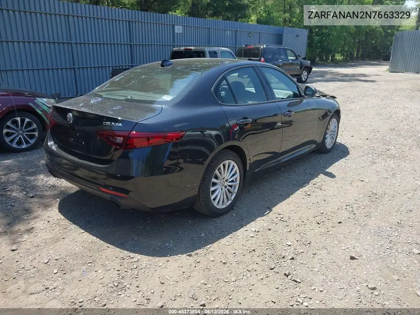 2022 Alfa Romeo Giulia Sprint Awd VIN: ZARFANAN2N7663329 Lot: 45373804