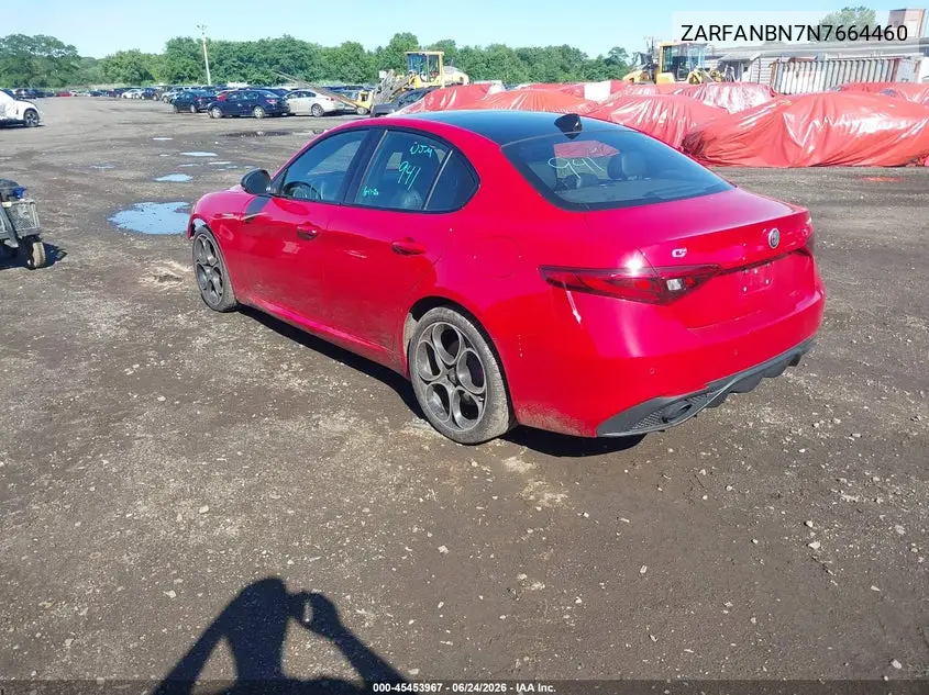 2022 Alfa Romeo Giulia Veloce Awd VIN: ZARFANBN7N7664460 Lot: 45453967