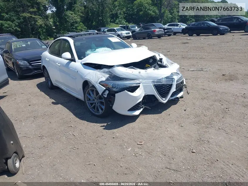 2022 Alfa Romeo Giulia Ti Awd VIN: ZARFANBN0N7663733 Lot: 45460408