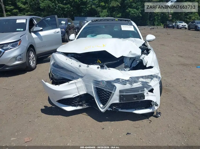 2022 Alfa Romeo Giulia Ti Awd VIN: ZARFANBN0N7663733 Lot: 45460408
