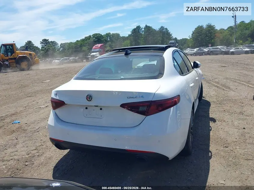 2022 Alfa Romeo Giulia Ti Awd VIN: ZARFANBN0N7663733 Lot: 45460408