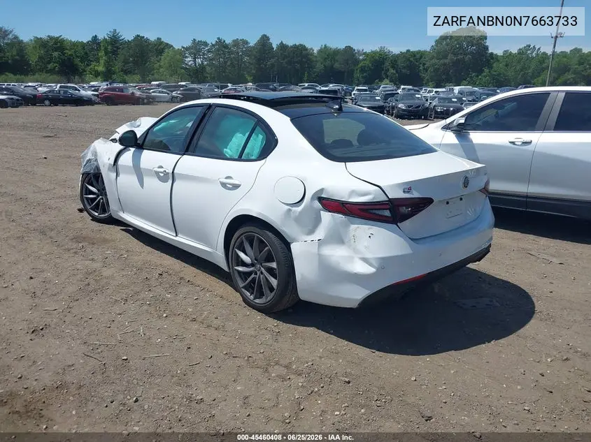2022 Alfa Romeo Giulia Ti Awd VIN: ZARFANBN0N7663733 Lot: 45460408
