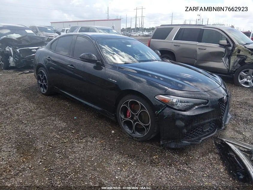 2022 Alfa Romeo Giulia Veloce Ti Rwd VIN: ZARFAMBN8N7662923 Lot: 45578325