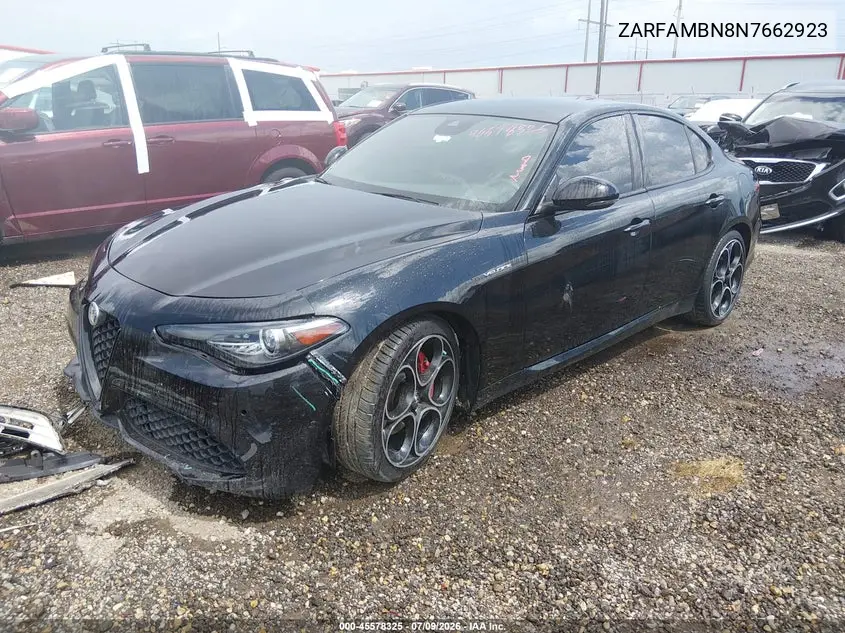 2022 Alfa Romeo Giulia Veloce Ti Rwd VIN: ZARFAMBN8N7662923 Lot: 45578325