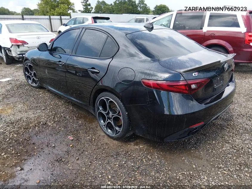 2022 Alfa Romeo Giulia Veloce Ti Rwd VIN: ZARFAMBN8N7662923 Lot: 45578325