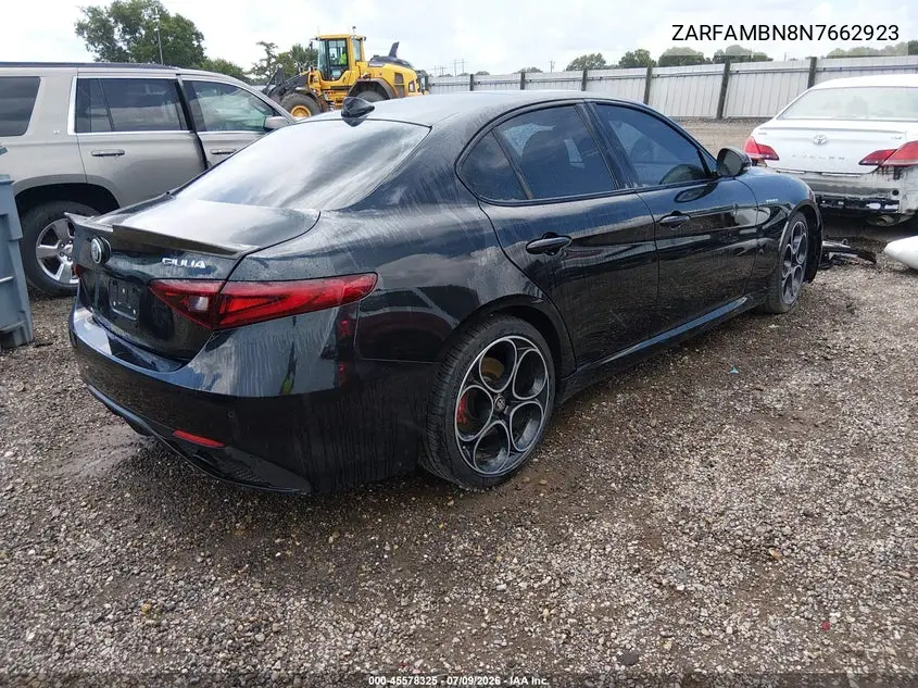 2022 Alfa Romeo Giulia Veloce Ti Rwd VIN: ZARFAMBN8N7662923 Lot: 45578325