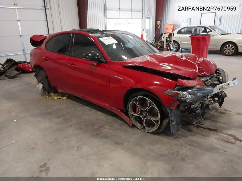 2023 Alfa Romeo Giulia Veloce Awd VIN: ZARFANBN2P7670959 Lot: 45286288