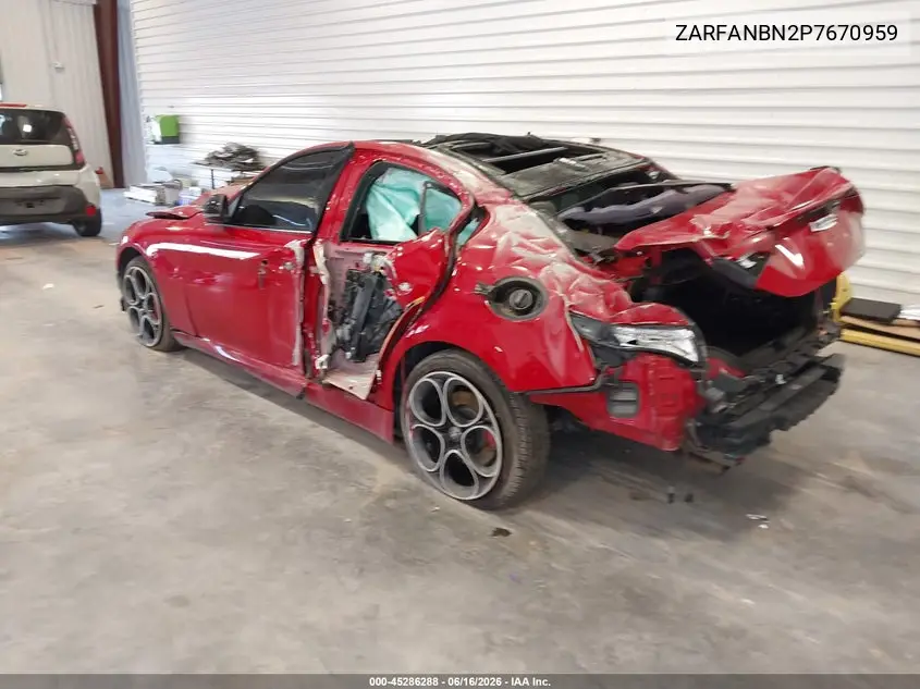 2023 Alfa Romeo Giulia Veloce Awd VIN: ZARFANBN2P7670959 Lot: 45286288