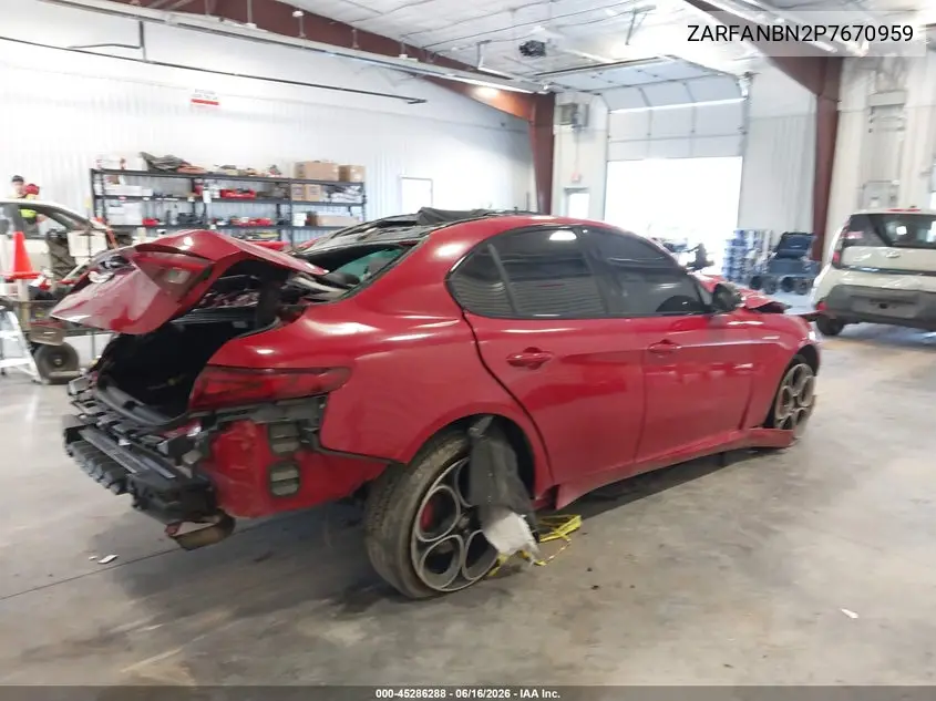 2023 Alfa Romeo Giulia Veloce Awd VIN: ZARFANBN2P7670959 Lot: 45286288