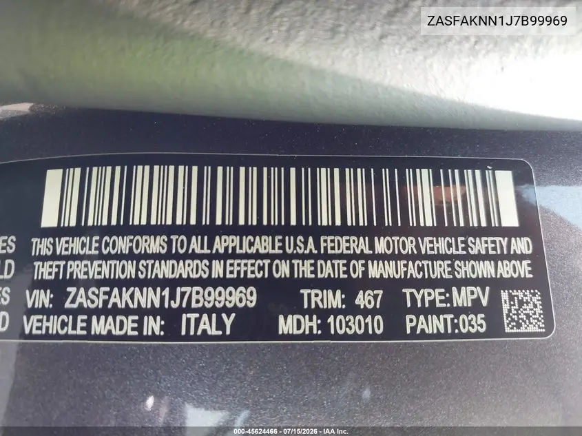2018 Alfa Romeo Stelvio Ti Sport Awd VIN: ZASFAKNN1J7B99969 Lot: 45624466