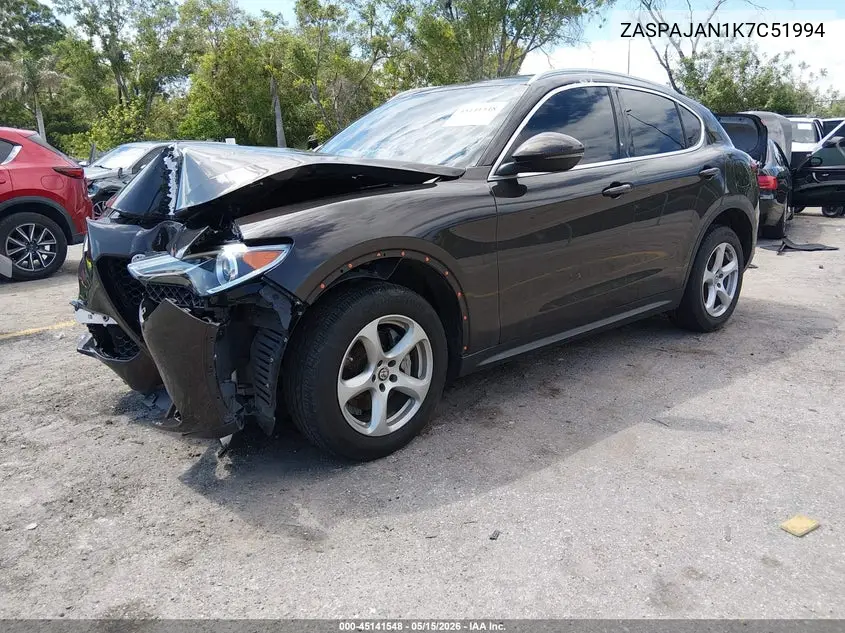 2019 Alfa Romeo Stelvio Rwd VIN: ZASPAJAN1K7C51994 Lot: 45141548