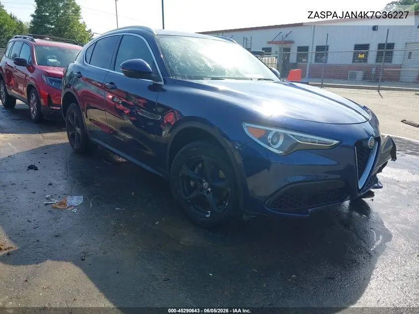 2019 Alfa Romeo Stelvio Rwd VIN: ZASPAJAN4K7C36227 Lot: 45290643