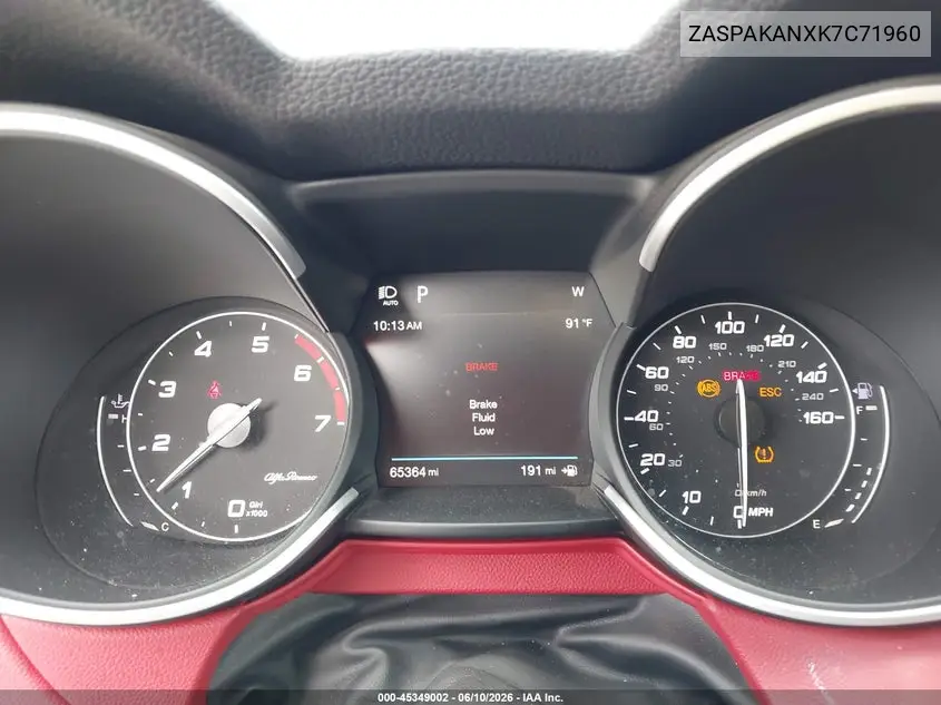 2019 Alfa Romeo Stelvio Sport Awd VIN: ZASPAKANXK7C71960 Lot: 45349002