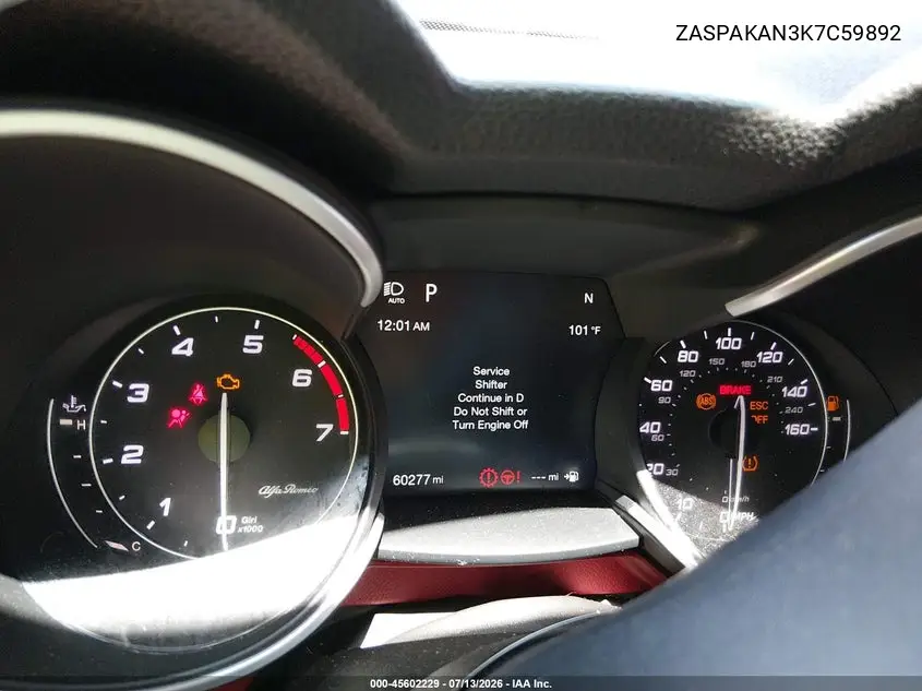 2019 Alfa Romeo Stelvio Awd VIN: ZASPAKAN3K7C59892 Lot: 45602229