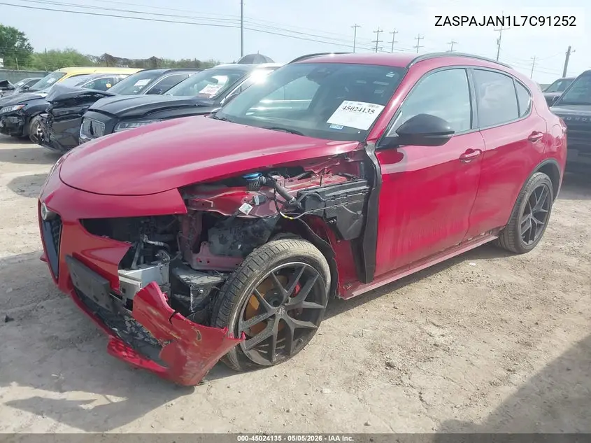 2020 Alfa Romeo Stelvio Rwd VIN: ZASPAJAN1L7C91252 Lot: 45024135