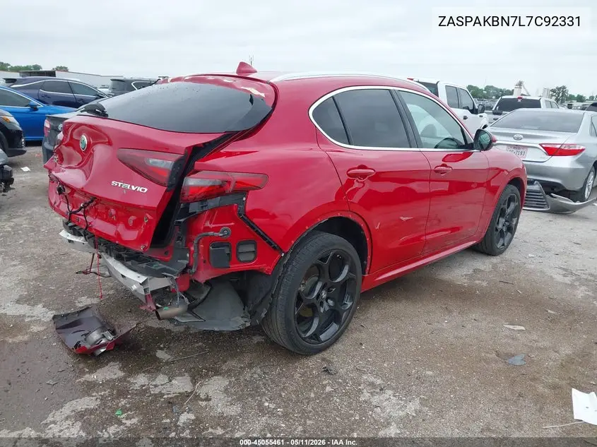 2020 Alfa Romeo Stelvio Ti Awd VIN: ZASPAKBN7L7C92331 Lot: 45055461