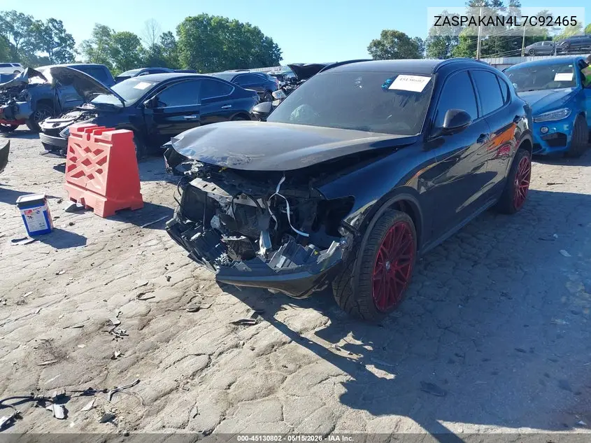 2020 Alfa Romeo Stelvio Awd VIN: ZASPAKAN4L7C92465 Lot: 45130802