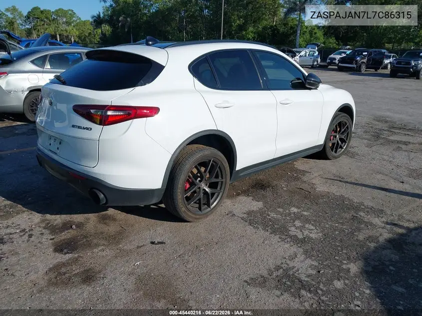 2020 Alfa Romeo Stelvio Rwd VIN: ZASPAJAN7L7C86315 Lot: 45440216