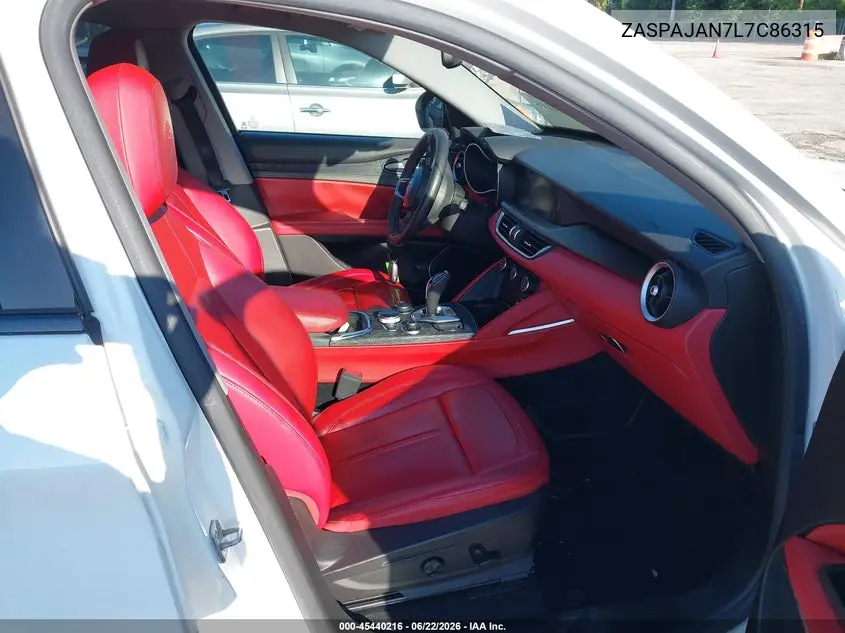 2020 Alfa Romeo Stelvio Rwd VIN: ZASPAJAN7L7C86315 Lot: 45440216
