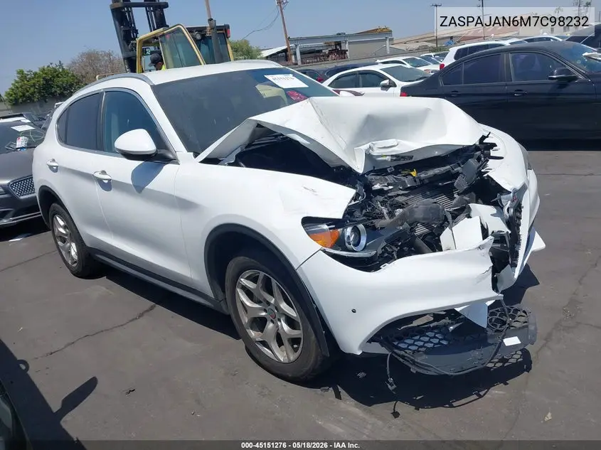 2021 Alfa Romeo Stelvio Rwd VIN: ZASPAJAN6M7C98232 Lot: 45151276
