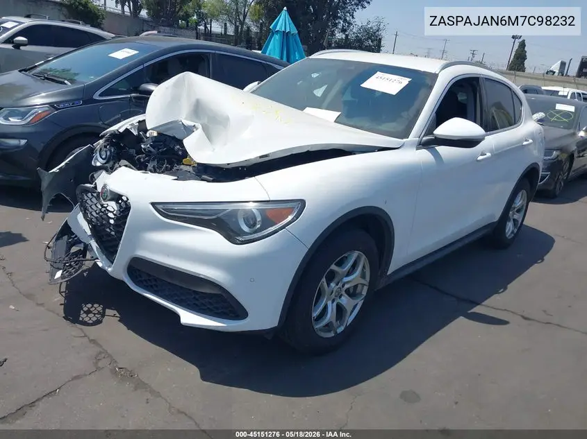 2021 Alfa Romeo Stelvio Rwd VIN: ZASPAJAN6M7C98232 Lot: 45151276