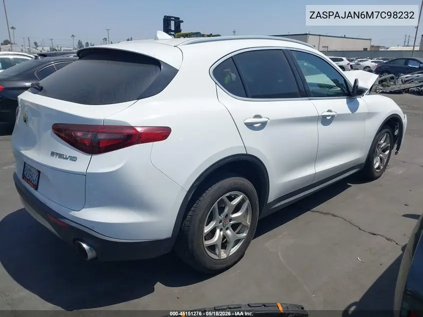 2021 Alfa Romeo Stelvio Rwd VIN: ZASPAJAN6M7C98232 Lot: 45151276