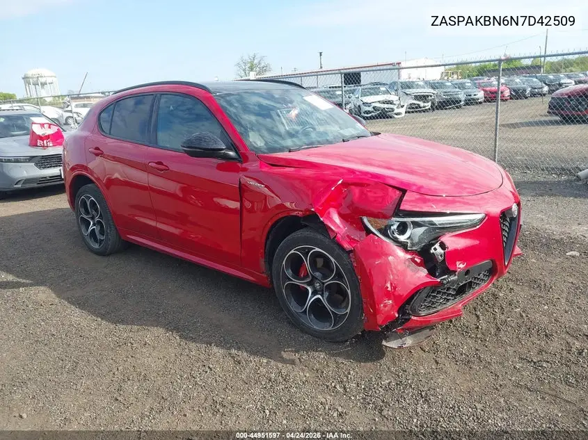 2022 Alfa Romeo Stelvio Veloce Ti Awd VIN: ZASPAKBN6N7D42509 Lot: 44951597