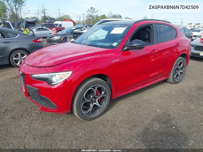 2022 Alfa Romeo Stelvio Veloce Ti Awd VIN: ZASPAKBN6N7D42509 Lot: 44951597